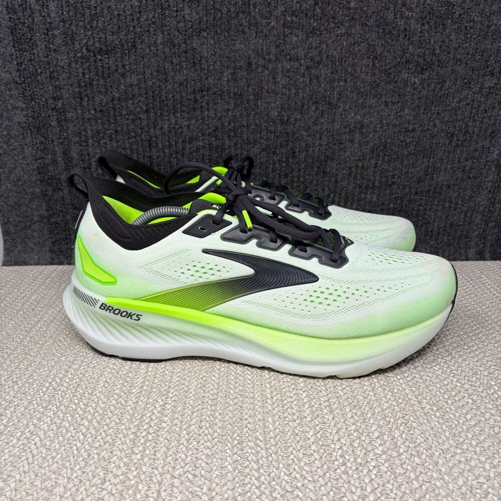 Brooks Glycerin 23 White Phantom Green Gecko Athletic Running Shoes Men’s 12.5 D